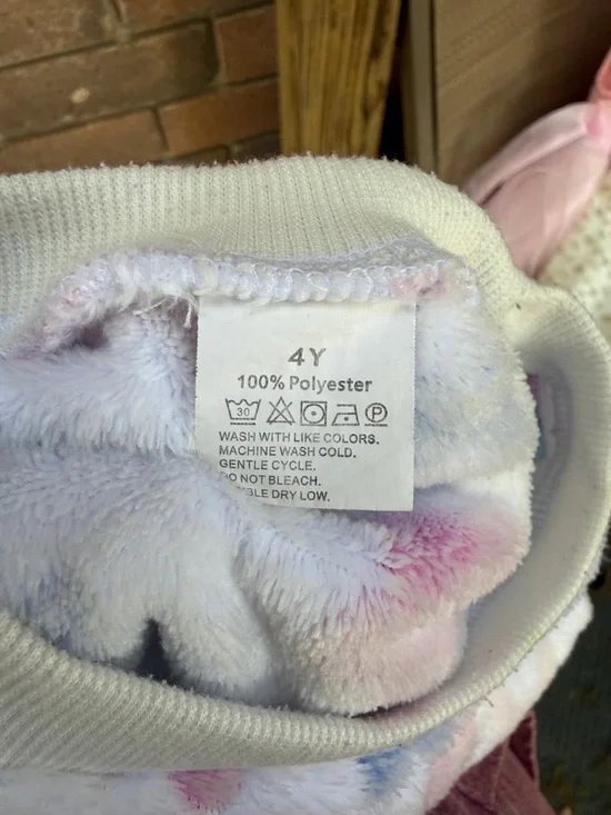 Kids Floral Plush Sweatshirt - Pastel Multicolor Size 4 - Picture 5 of 5